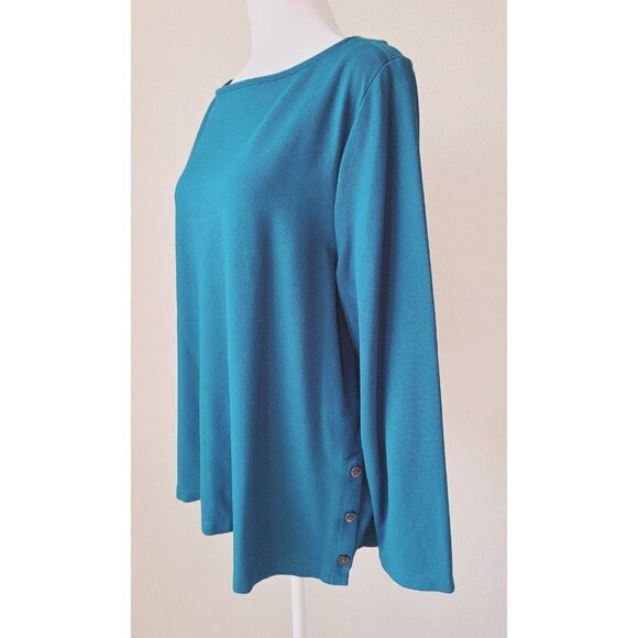 J. Jill Tops - J. Jill Women's Ponte Knit Teal Blue/Green Tunic SZ XL With Side Buttons